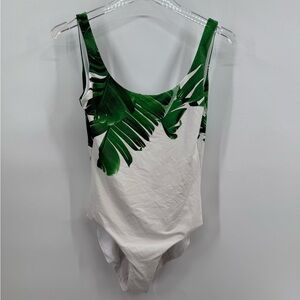 Onia, Women’s‎ Kelly One Piece Swimsuit, White/Green, Size large